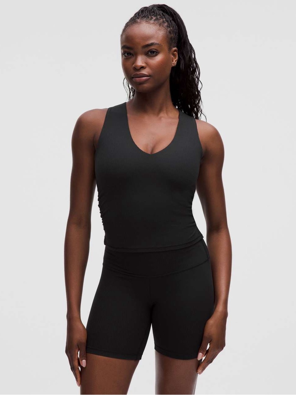 Lululemon All It Takes V-Neck Tank Top Light Support, B–D Cup *Ribbed Nulu Black